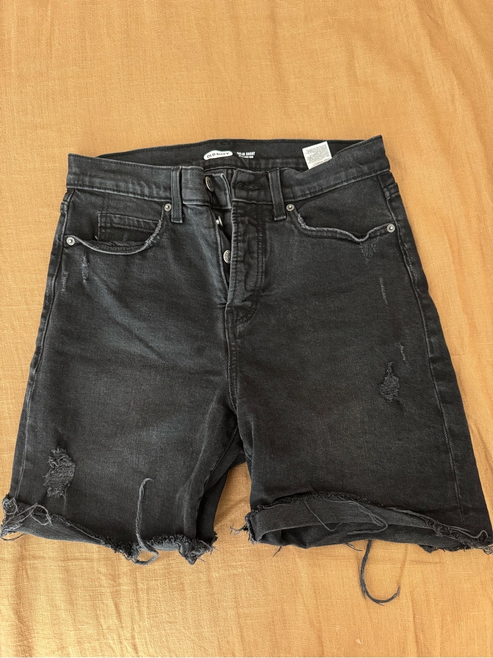 Old Navy Black Distressed Denim Jean Shorts